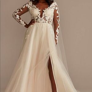 Galina Signature - Long Sleeve Lace Appliqued Plus Size Wedding Dress